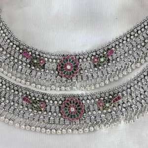 Payal nupcial de Plata de Ley 925 con motivo de Rajasthani hecho a mano - Product Image 1