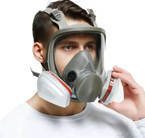 Masker <span class=keywords><strong>Gas</strong></span> kimia pelindung wajah penuh satu Kit desain populer silikon keselamatan - Product Image 3