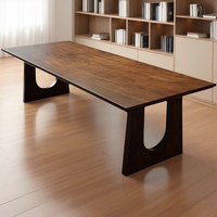Table à manger en noyer d'Amérique du Sud, style traditionnel antique, carrée, 6 places, stable et durable, en bois massif, pieds en forme de U