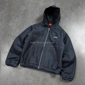 مخصص جودة عالية الوزن الثقيل المتضخم سحاب يصل السترات الجينز هوديس الخام إنقاذ الأصلي اليابانية Selvedge الدينيم هوديس - Product Image 1