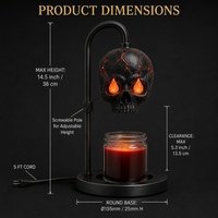 Brûleur d'arômes électrique gothique en forme de crâne, chauffe-cire parfumée, en résine et métal, fait main, avec minuterie, variateur d'intensité, hauteur réglable, prise UE