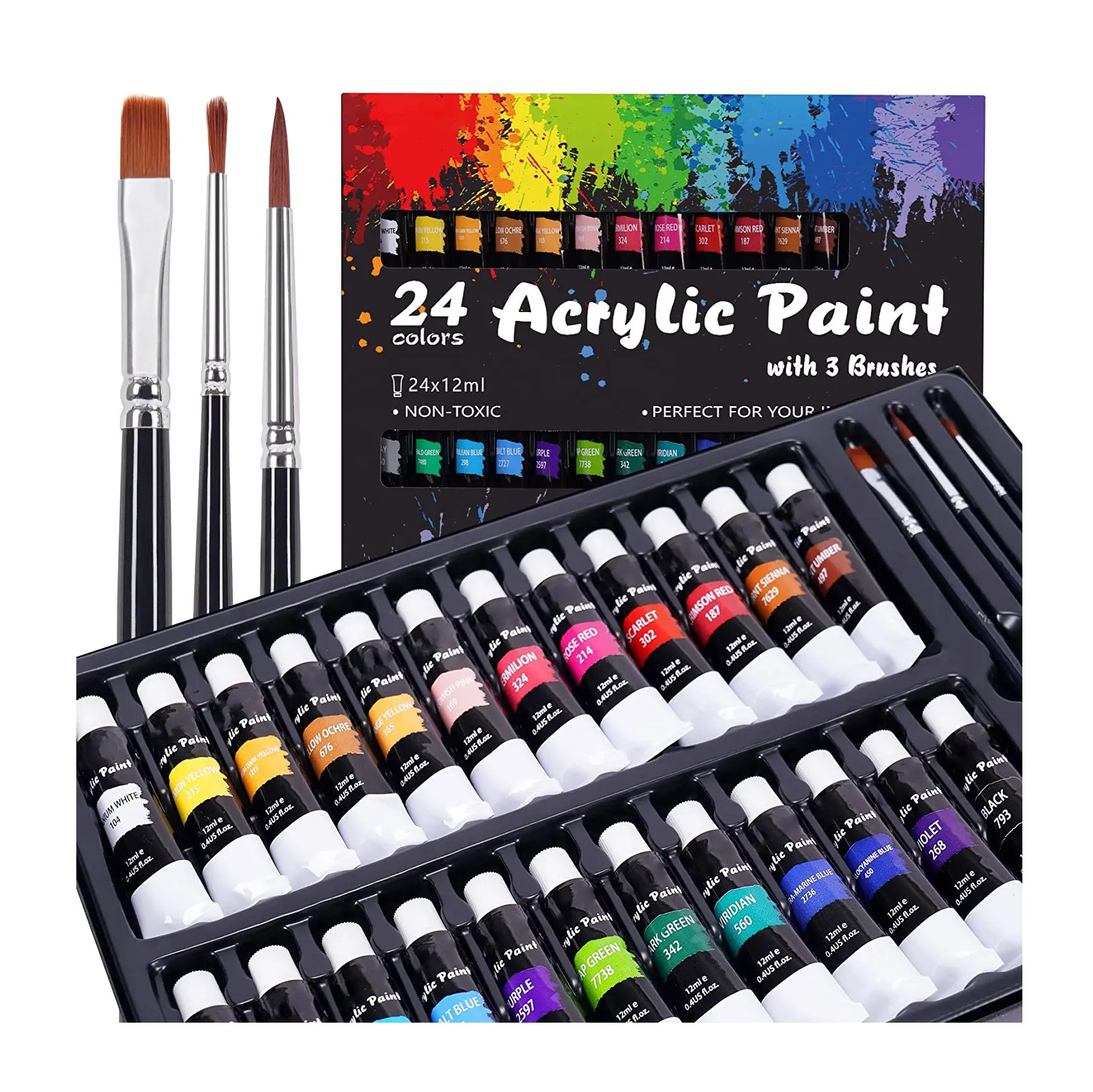 Styliste studio — 24 peinture acrylique personnalisée, non toxique, pour artiste, vente en gros