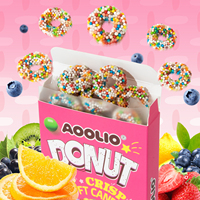 AOOLIO Box Sour Donut Clusters Afrutado Sabor Multicolor Circular Ring Jelly Gummies Christmas Chewy Candy 90g Personalizable