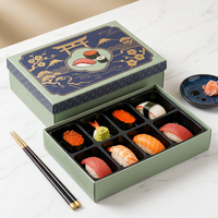 Boîte alimentaire personnalisée en carton gaufré écologique de 2 mm d'épaisseur, carton à compartiments divisés pour sushis et plats raffinés, vente en gros sur mesure
