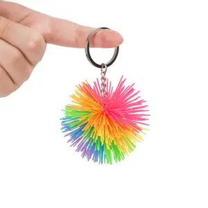 2023 newly style rainbow Chuzzle Burr hedgehog ball pompom keychain silicone