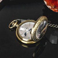 Montre de poche mécanique automatique à remontage manuel BOSHIYA Bsy-002, style antique, noir, argent, bronze, demi-chasseur, cadran squelette vintage