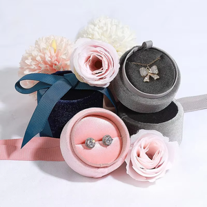 Eco-friendly Cylinder Jewelry Portable Pendant <b>Ring</b> <b>Box</b> with Ribbon Jewelry <b>Box</b> Velvet Interior Flip Lid Jewelry <b>box</b> - Product Image 1