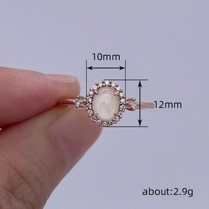 Anello Q927 in oro rosa con diamante e perla centrale per donna, gioiello di fidanzamento, colore G, taglio rotondo brillante naturale. - Product Image 4
