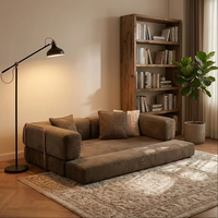 3-in-1 Multifunktionales Konvertierbares Schlafsofa Vakuumkomprimierter Cord 32D Hochdichter Schaumstoff Schlafsessel für Wohnzimmer