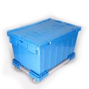Grande distribuzione logistica magazzino resistente supermercato impilabile stack e nido fatturato tote box in plastica con coperchio - Product Image 4