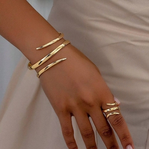 Bangles thời trang Thiết lập cá nhân Thả Nước ba lớp quanh co mở vòng đeo tay rỗng dòng desig nwomen của vòng đeo tay thiết lập - Product Image 2