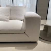 Modernes Creme-Bouclé L-förmiges Ecksofa mit Flachem Profil Eckcouch mit Breiter Armlehne für Wohnzimmer Lounge