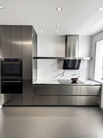 Comptoir d'îlot de cuisine en acier inoxydable AFP noir mat sablé sur mesure Beadblasted071
