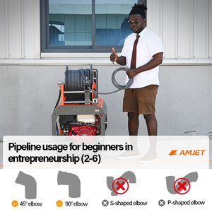 Máquina de Limpieza de Tuberías AMJET de 4000 psi y 4 gpm. Manguera de 300 Bares y 50 Metros <span class=keywords><strong>para</strong></span> Limpiar Tuberías de Drenaje Domésticas y Comunitarias - Product Image 4