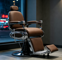 Chaise de barbier classique élégante au design rétro, système hydraulique stable, mobilier de salon de coiffure pour hommes