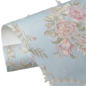 Papier peint damassé moderne auto-adhésif 3D gaufré non tissé floral insonorisant pour hall, cuisine, chambre avec garantie de 5 ans - Product Image 1