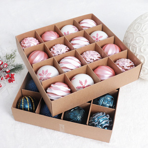 6cm <b>Plastic</b> Electroplated Pink Christmas Baubles 16Pcs Mixed Pack Hand Painted Snowflake Xmas <b>Tree</b> Hanging Ornaments - Product Image 1