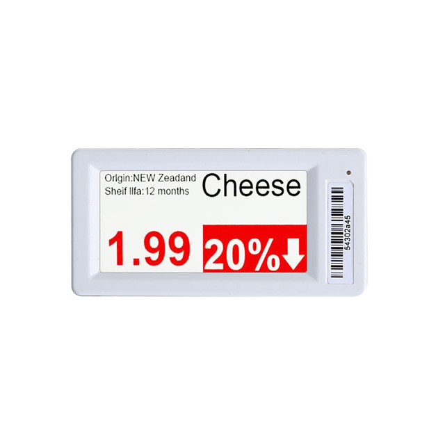 Hipoink Epaper OEM ODM Custom White Shopping Mall Electronic Shelf Price Label Tag Plastic ABS Wireless BLE 5.0 180 View Angle