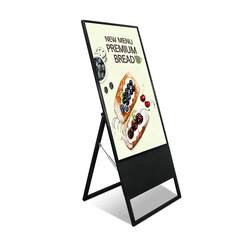 Ticari reklam ekran zemin standı taşınabilir dijital menü panosu LCD elektronik poster için takı/makyaj/giyim mağazası