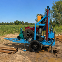 Plateforme mobile portable FY avec châssis à roues, moteur diesel, pompe de forage de puits d'eau, boîte de vitesses, profondeur maximale de 200 m, diamètre de forage de 200 mm, 380 V