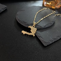 Nouveaux Designs Vente Chaude Haïti Pays Carte 18K Plaqué Or Femmes Hommes Carte Colliers