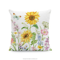 Housses de coussin florales de printemps oreillers décoratifs floraux de tournesol étuis de coussin en peluche courts pour canapé canapé décor de jardin