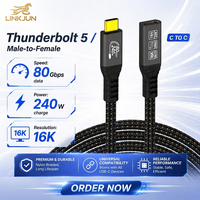 Cable Coaxial USB4/Thunderbolt 5 de 16K y 240W, Macho a Hembra, Ultra HD, Carga Rápida, Transferencia de Video de 80Gbps y 16K, Cable USB A347-6