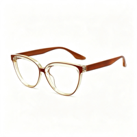 Lunettes anti-lumière bleue rétro œil de chat SM23050 - Monture légère en PC avec verres en résine transparente pour hommes et femmes (6 couleurs)