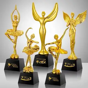 High Quality Metal Cup Trophy Golden Dance Trophy Music Award Trophy Elegant Lady Figure