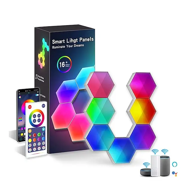 10/6/3 Pack Hexagonal Tuya Wifi Smart Electric Competition Atmosphere Wall Lamp Night Light Remote APP Voice Control