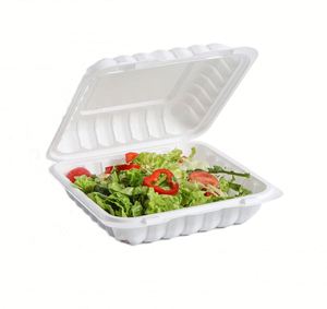 Contenedores Biodegradables Tipo Concha de Almeja de 9x9 Pulgadas con Logotipo Personalizado para Cadenas de Comida Rápida - Product Image 1