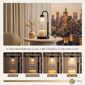 Lampe <span class=keywords><strong>chauffe</strong></span>-bougie en verre texturé avec cadre métallique, à intensité variable, diffuseur de <span class=keywords><strong>cire</strong></span> sans flamme, <span class=keywords><strong>chauffe</strong></span>-bougie sans flamme, décoration d'intérieur, lumière aromatique - Product Image 3
