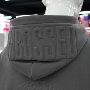 Sweat à capuche unisexe en coton de haute qualité, coupe oversize, avec impression 3D en relief, épaules tombantes, pour fabricants - Product Image 2