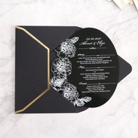 Lista de menú con logotipo personalizado, flor acrílica negra, diseño de lujo Vintage, papel de aluminio blanco, tarjetas de menú, restaurante, artesanía de Anime