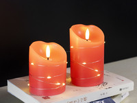 Set 3 Lilin LED Pilar 3D Api Bergerak Warna Merah Lilin Asli - Dioperasikan dengan Baterai, Dilengkapi Remote Control, Ramah Lingkungan, Dekorasi Rumah
