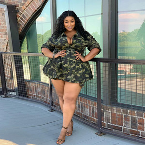 Mini abiti stampati militari-abbigliamento donna taglie forti - Product Image 2