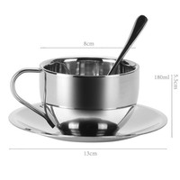 Ensemble de tasses à café isothermes à double paroi en acier inoxydable 304 avec soucoupe, style milanais, tasse à café de luxe couleur macaron, cadeau de bureau