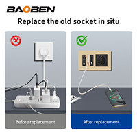 Câble de charge extensible BAOBEN en nitrure de gallium 20W avec prise multifonctionnelle USB + Type-C standard européenne 16A