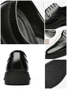 Chaussures habillées en cuir noir pour hommes, style britannique, décontractées, grande taille, à bout pointu, pour soirée, affaires et mariage - Product Image 6