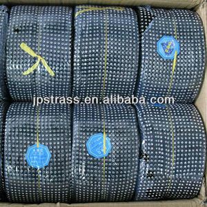 24 hàng lưới đàn hồi may-trên cắt tỉa 4mm Đen <span class=keywords><strong>Rhinestone</strong></span> cup chuỗi cho hàng may mặc 10 yards mỗi cuộn - Product Image 6