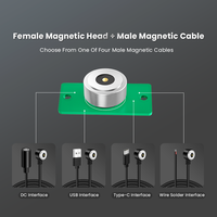 12V 3A tipo C a macho conector magnético de ángulo recto redondo Cable de carga rápida con PCB