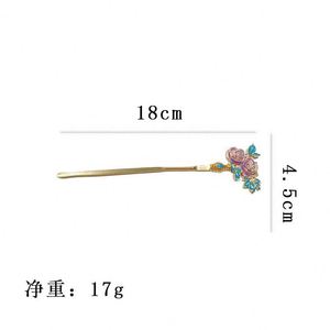 Palillos para el Cabello con Flores, Pasadores de Pelo con Esmalte de Peonía, Estilo Chino Antiguo, Palillo para el Cabello Delicado, Joyería Elegante de Alta Gama para Mujer - Product Image 6