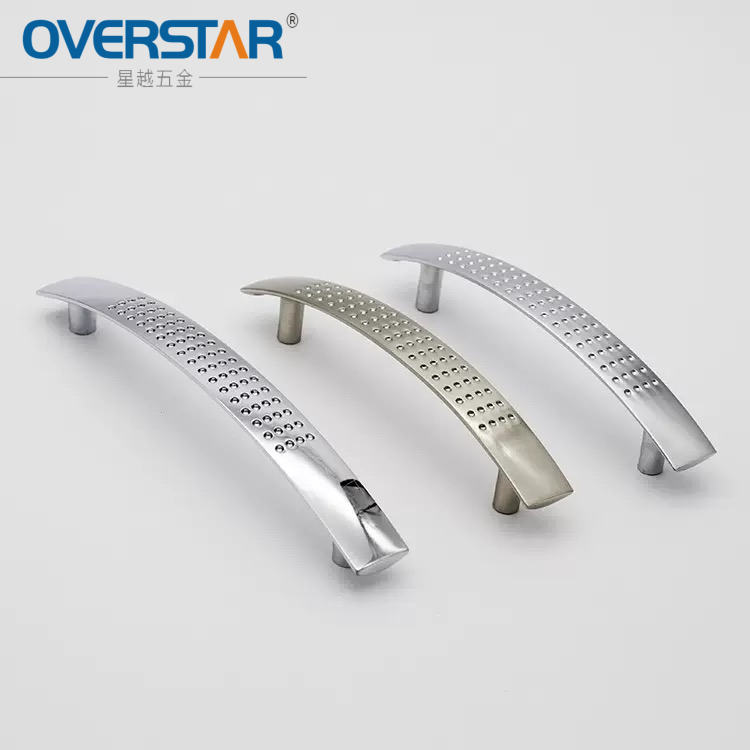 Modern Textured Silver Curved Cabinet Handle Solid Zamak Drawer Pull Furniture Hardware Custom OEM ODM Source Factory