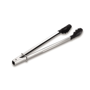Morsetti in nylon jumbo per uso in cucina con manico in acciaio inossidabile e impugnatura nera - Product Image 1