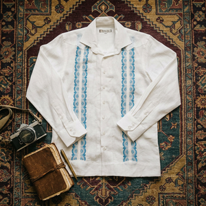 Camicie da <span class=keywords><strong>Uomo</strong></span> in Lino Premium 100% Lino, <span class=keywords><strong>Camicia</strong></span> Guayabera a Maniche Lunghe con Quattro Tasche, <span class=keywords><strong>Plissettata</strong></span> Davanti e Dietro, Ricamata in Stile Cubano - Product Image 3