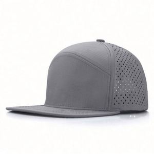 Wholesale Oem Custom High Quality 7 Panel <b>Flat</b> Bill PVC Patch Logo Sport Snapback Cap Waterproof Laser Cut Hole Perforated <b>Hat</b> - Product Image 3