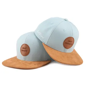 High Quality Custom 6 Panel Leather Patch Hip Hop Gorras Flat Brim Kids Snapback Cap Hats