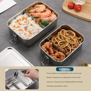 <strong>Rectangle</strong> Removable Divider Food Container Stainless Steel Lunch Box Leakproof Storage <strong>Bin</strong> with Silicone Sealing - Product Image 3