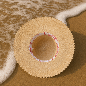 Chapeau Bob en Paille Beige à Large Bord, Couleur Unie, Unisexe Adulte, pour l'Été, la Plage, les Loisirs, les Activités de Plein Air et les Voyages, Broderie et Dessin Ethniques Faits Main - Product Image 3