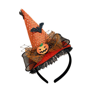 Serre-têtes et bandeaux pour enfants de haute qualité, en métal, tissu, plastique et ruban, style chapeau de citrouille, fantôme, sorcière, mignons - Product Image 5